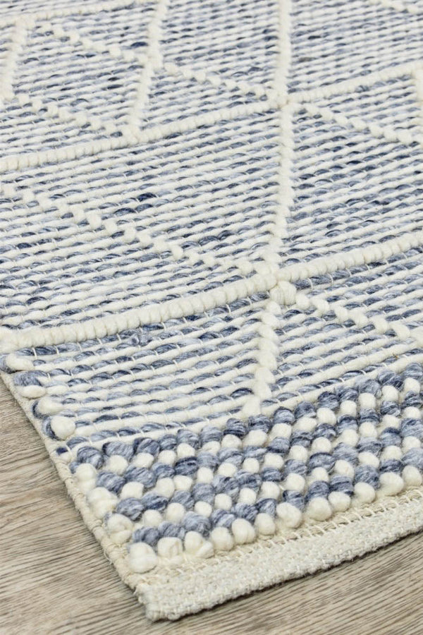 Albina Blue White Wool Rug