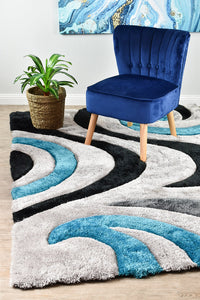 Atlanta Black Grey Turquoise Rug 883