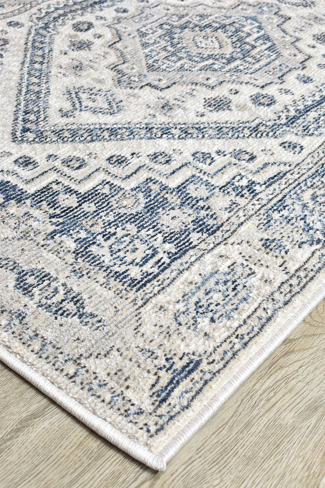 Amara Cream Blue Runner Rug A161A