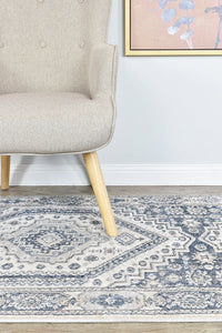 Amara Cream Blue Runner Rug A161A