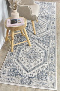 Amara Cream Blue Runner Rug A161A