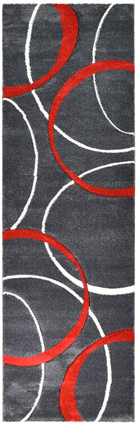 Lagos 798 Dark Grey Red Rug