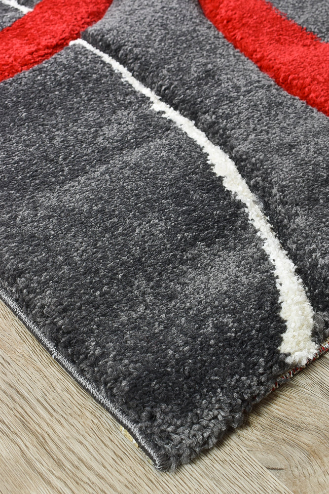 Lagos 798 Dark Grey Red Rug