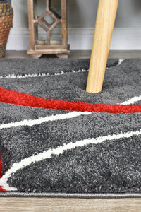 Lagos 798 Dark Grey Red Rug