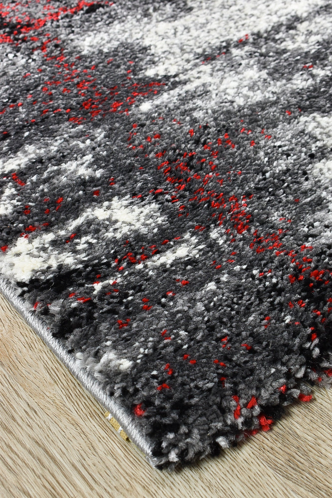 Lagos 347 Light Grey Red Rug