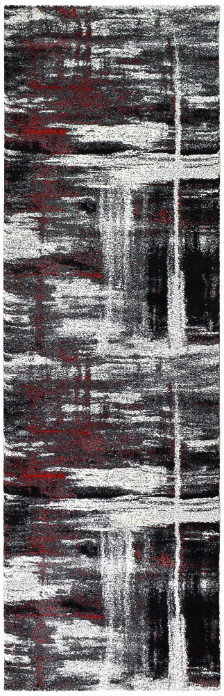 Lagos 347 Light Grey Red Rug