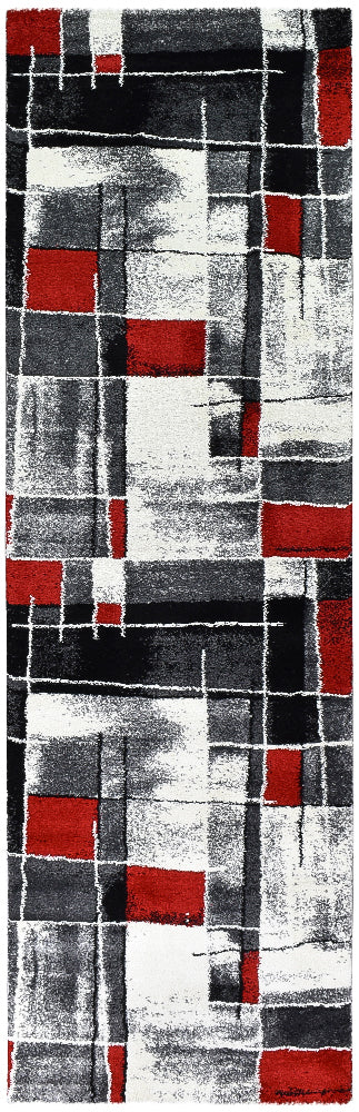 Lagos 297 Dark Grey Red Rug