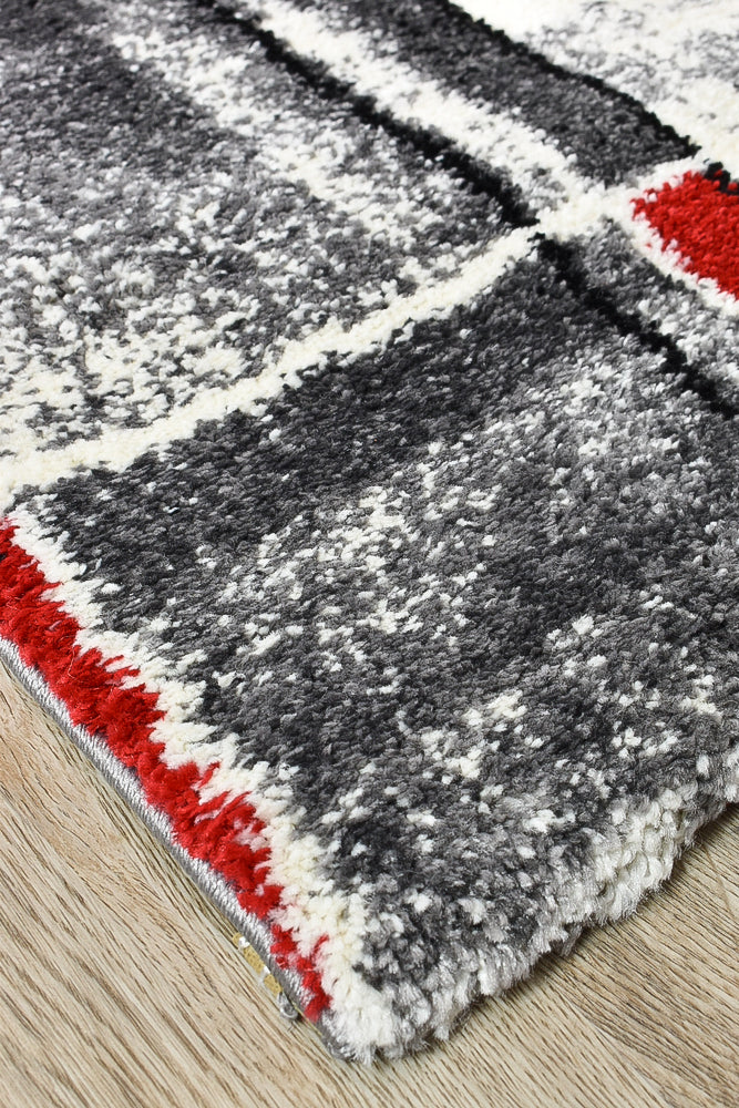 Lagos 297 Dark Grey Red Rug