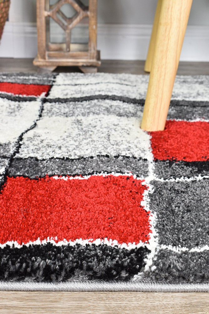 Lagos 297 Dark Grey Red Rug