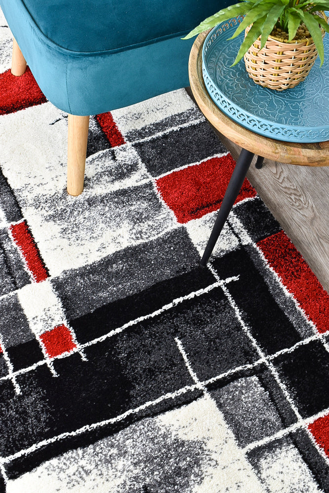 Lagos 297 Dark Grey Red Rug