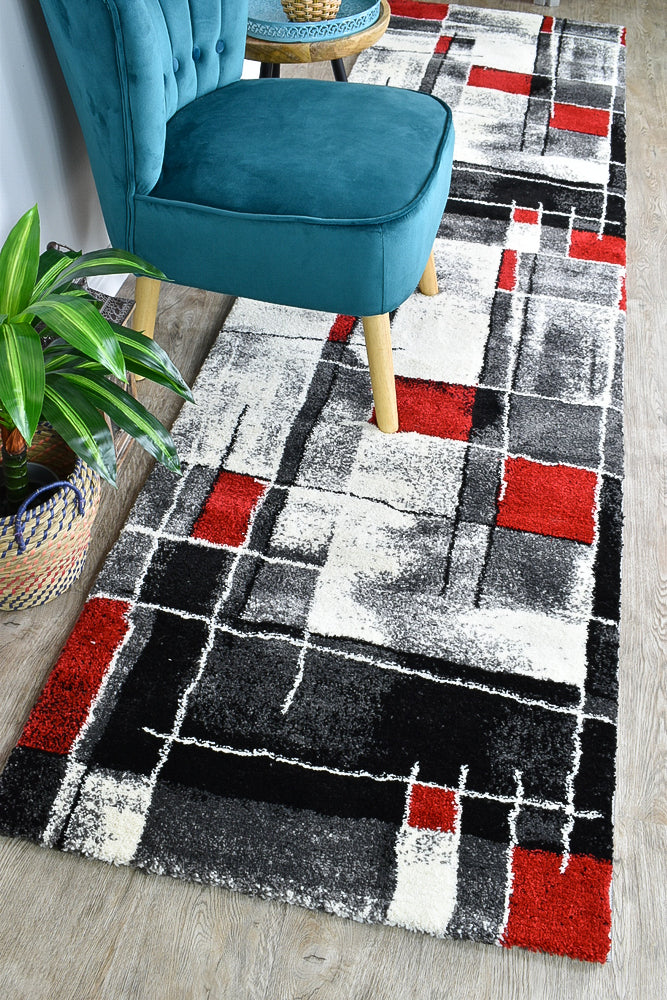 Lagos 297 Dark Grey Red Rug