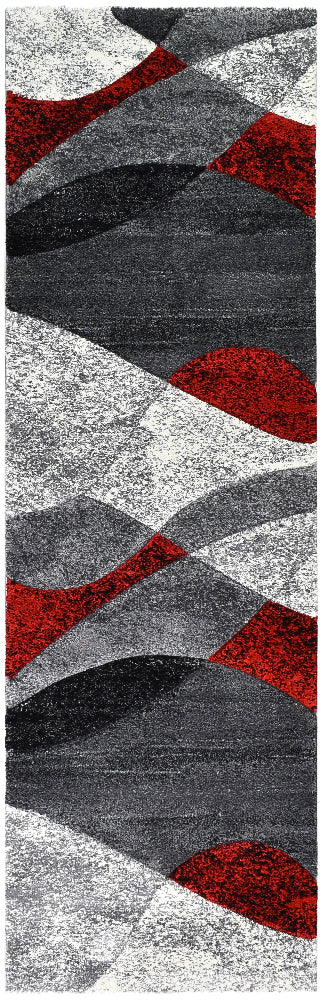 Lagos 298 Dark Grey Red Rug