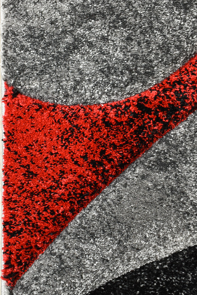 Lagos 298 Dark Grey Red Rug