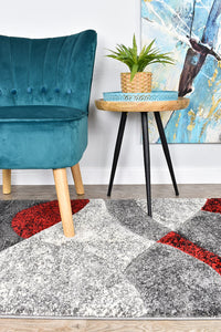 Lagos 298 Dark Grey Red Rug