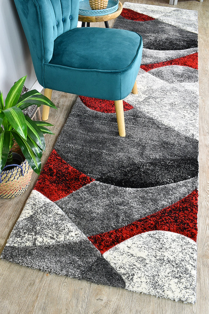 Lagos 298 Dark Grey Red Rug