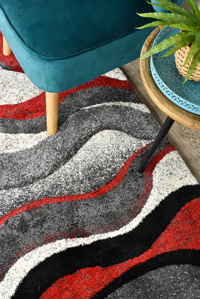 Lagos 300 Light Grey Red Rug