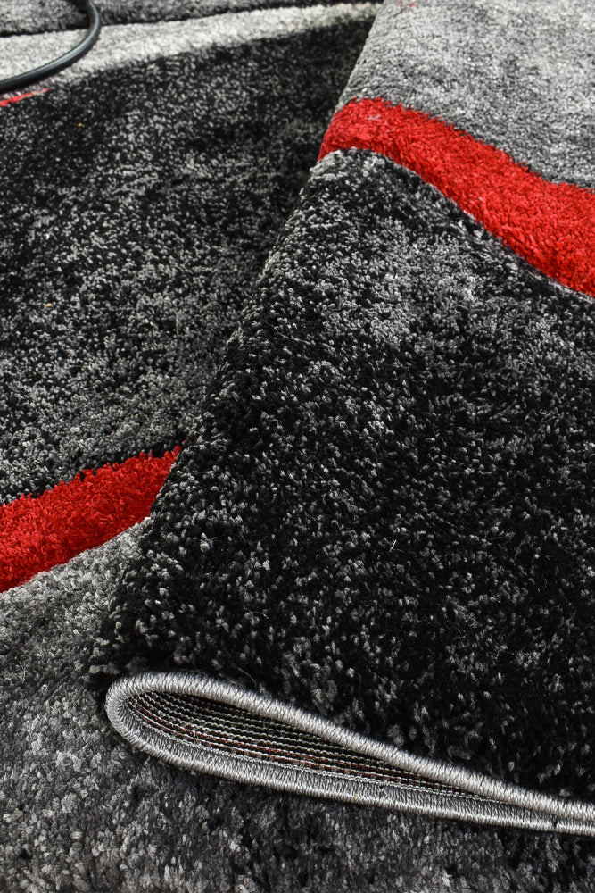 Lagos 37 Dark Grey Red Rug