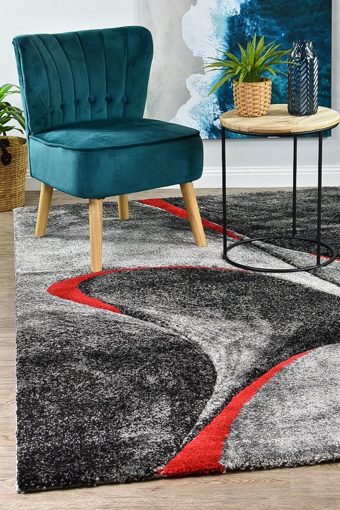 Lagos 37 Dark Grey Red Rug