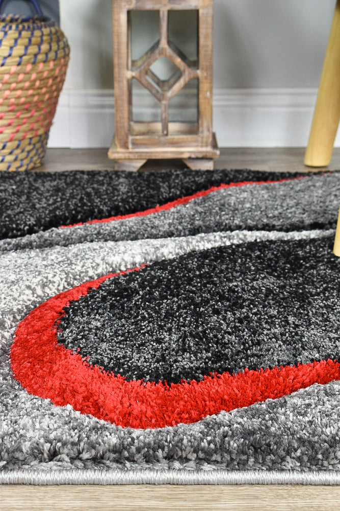 Lagos 37 Dark Grey Red Rug