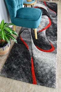 Lagos 37 Dark Grey Red Rug