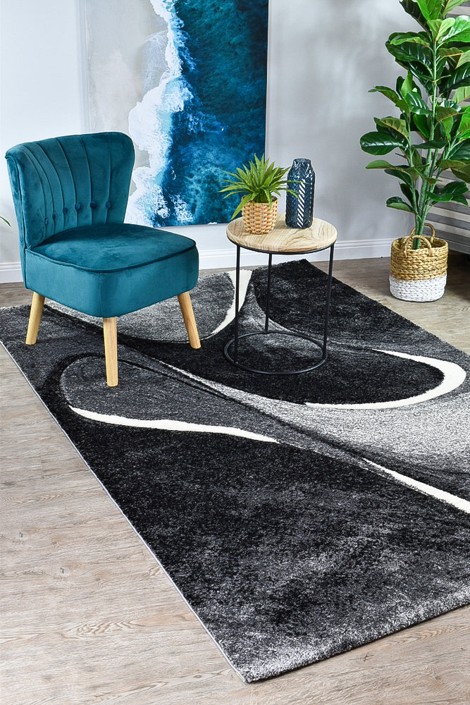 Lagos 37 Dark Grey White Rug