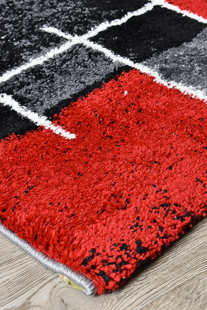 Lagos 297 Dark Grey Red Rug