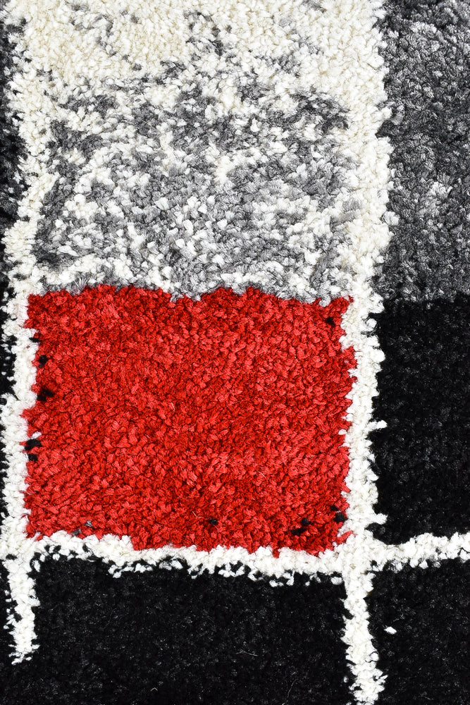 Lagos 297 Dark Grey Red Rug