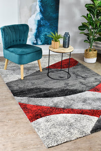 Lagos 298 Dark Grey Red Rug