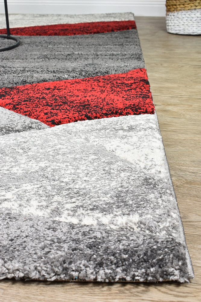 Lagos 298 Dark Grey Red Rug