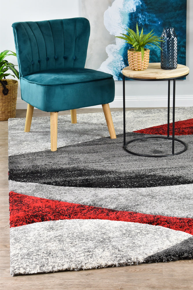 Lagos 298 Dark Grey Red Rug