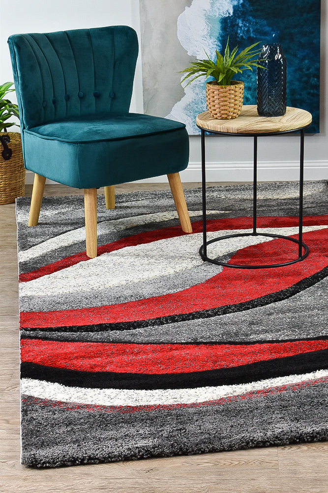 Lagos 300 Light Grey Red Rug