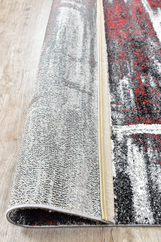 Lagos 347 Light Grey Red Rug