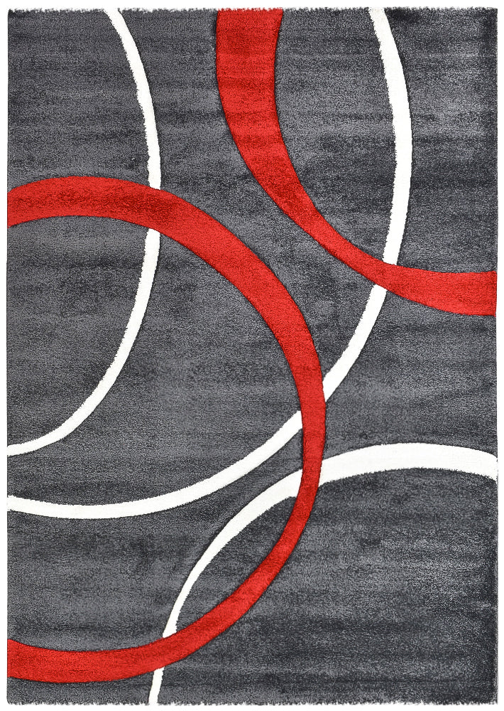 Lagos 798 Dark Grey Red Rug